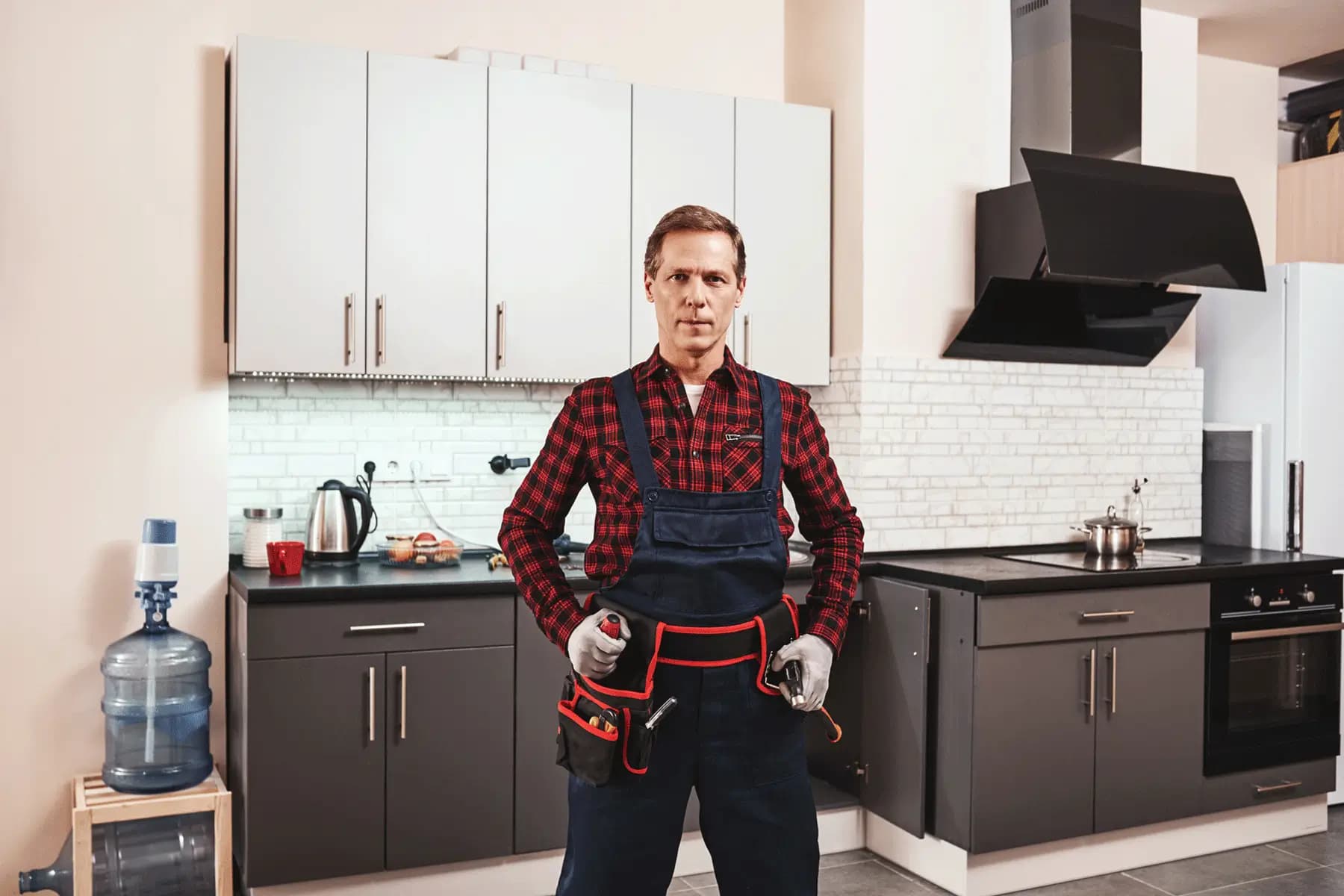 Technician in kitchen